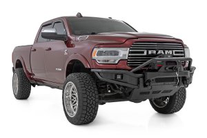 Ram 2500 Bumper - Front - Rough Country - Tubular, Winch Mount, Stinger Bar, Integrated Skid Plate, Light Bar Mount - Satin Black - '19-'26 Ram 2500 Bumper - Front - Rough Country - Tubular, Winch Mount, Stinger Bar, Integrated Skid Plate, Light Bar Mount - Satin Black - '19-'26